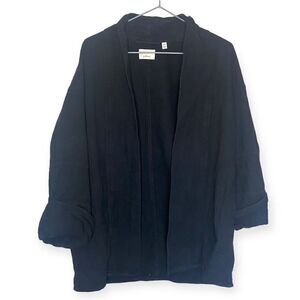 Wilfred | Aritzia Black Cotton Relaxed-Fit Rolled-Cuffs Cardigan Size XXS